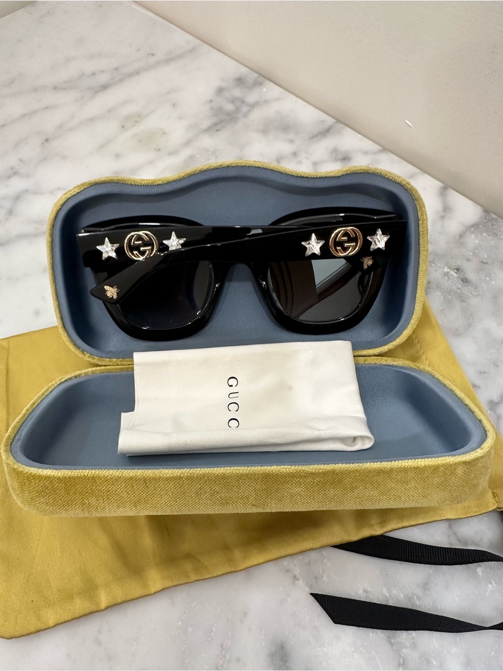 Gucci Glossy Black Oversized Square Sunglasses